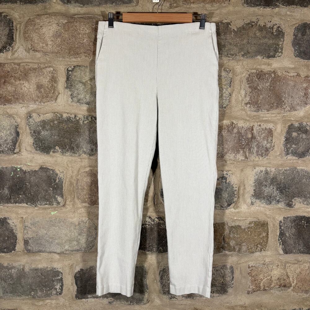 Massimo Fabbro Italy Pants Woman's 10 Micro Check White Black Stretch Workwear‎